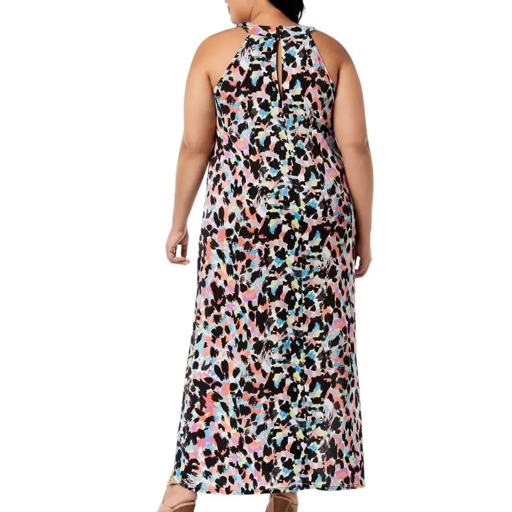 FOX + ROYAL Maxi Dress Sleeveless Cheetah Print Women's Soft Plus Sz 2X - Picture 3 of 9